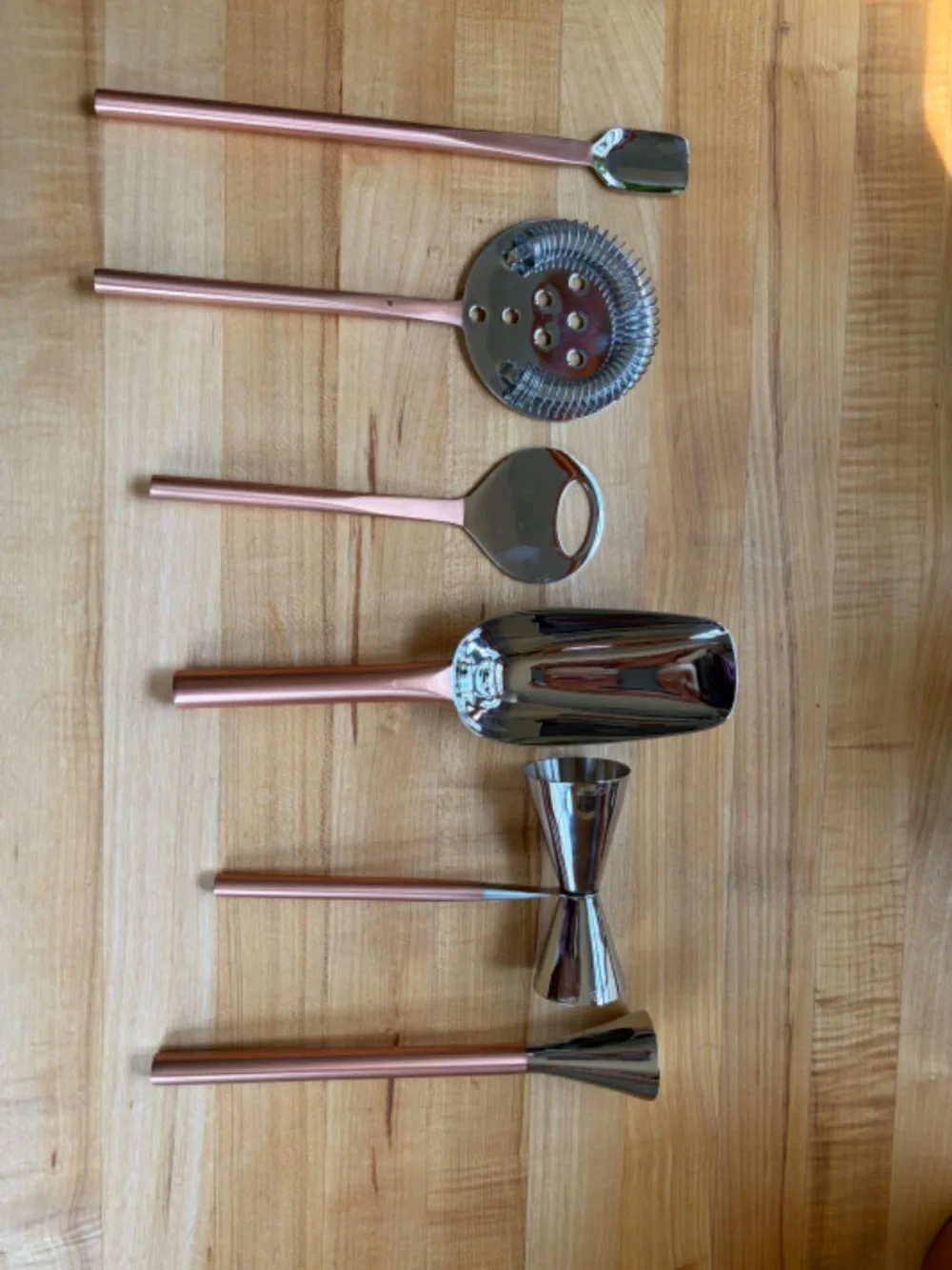 Crate&Barrel Copper Bar Tool Set with Ice Bucket